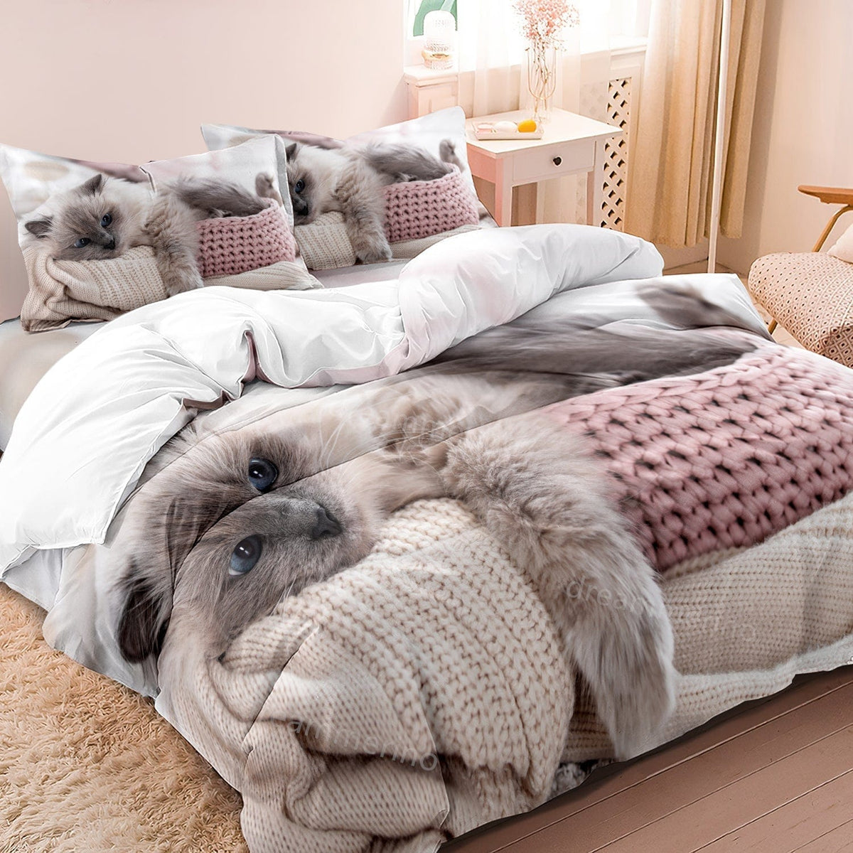 home & garden : Luxe Layer - 3-delige set Dekbedovertrek 'Cat Lover' Quilt Duvet Cover kussensloop in van Pantino