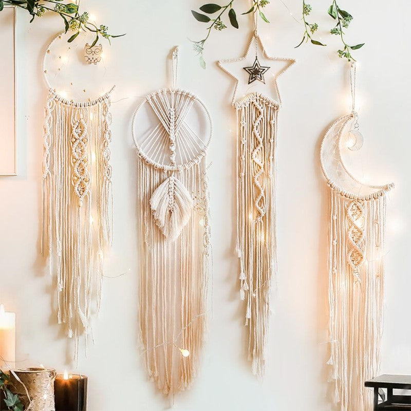 home & garden : Bohemian Macramé Dromenvanger | De leukste decoratie voor aan de muur in Bundel van 4 van Pantino
