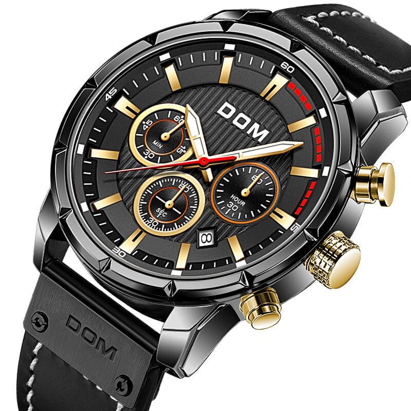 watches : DOM | Heren Lichtgevend Sporthorloge in Zwart van Pantino