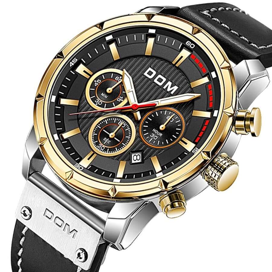 watches : DOM | Heren Lichtgevend Sporthorloge in Zwart goud van Pantino