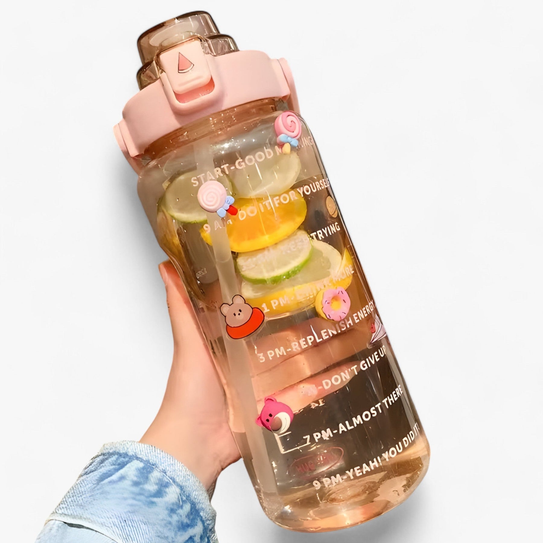 other : HydroMax | Grote waterfles - Grote capaciteit voor hydratatie de hele dag door in 2L 3D Sticker Roze van Pantinoshop