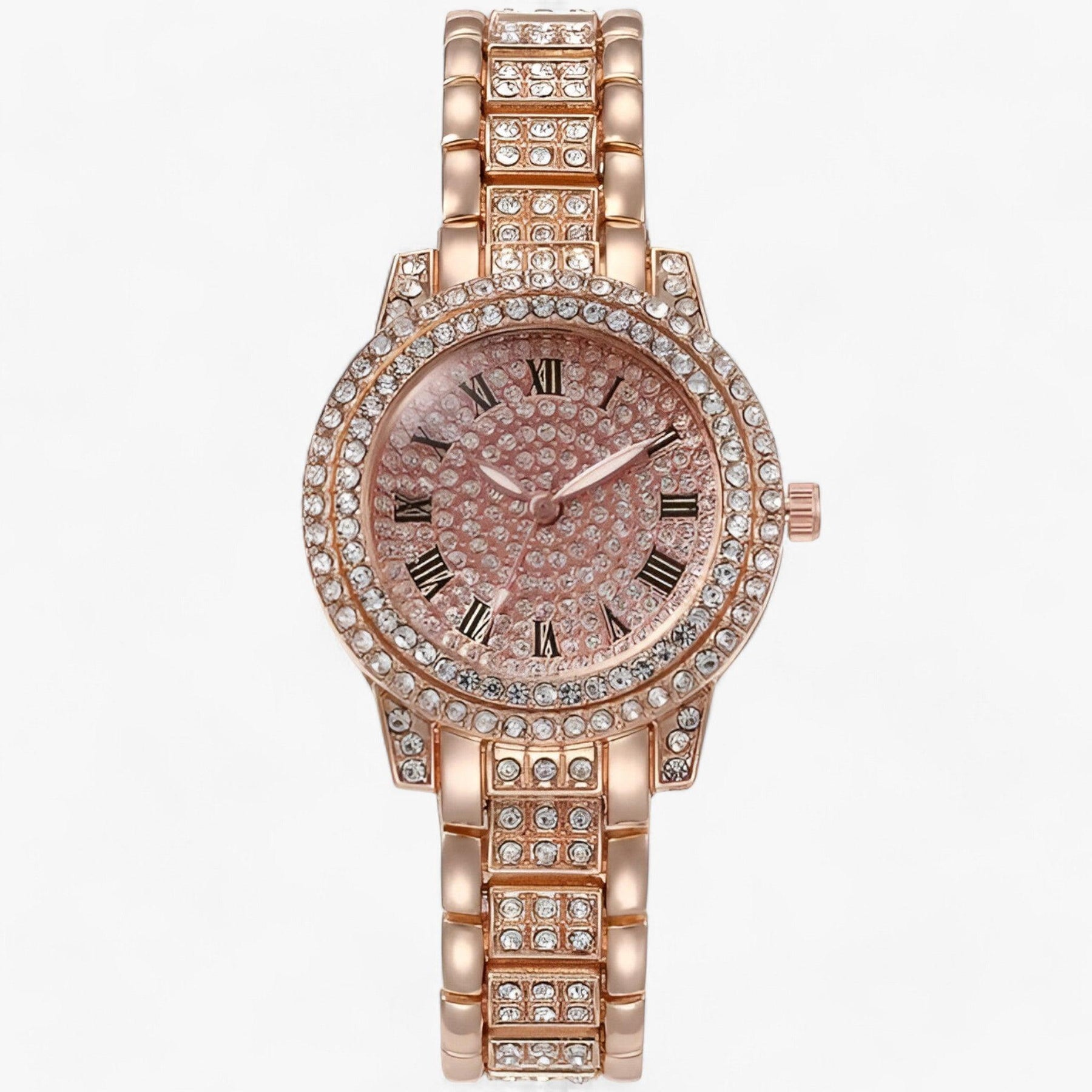 Sasha | Luxe Horloge met Volledige Diamanten - Elegant en Modieus voor Dames - €25 : Sasha | Luxe Horloge met Volledige Diamanten - Elegant en Modieus voor Dames in Roze goud van Pantinoshop