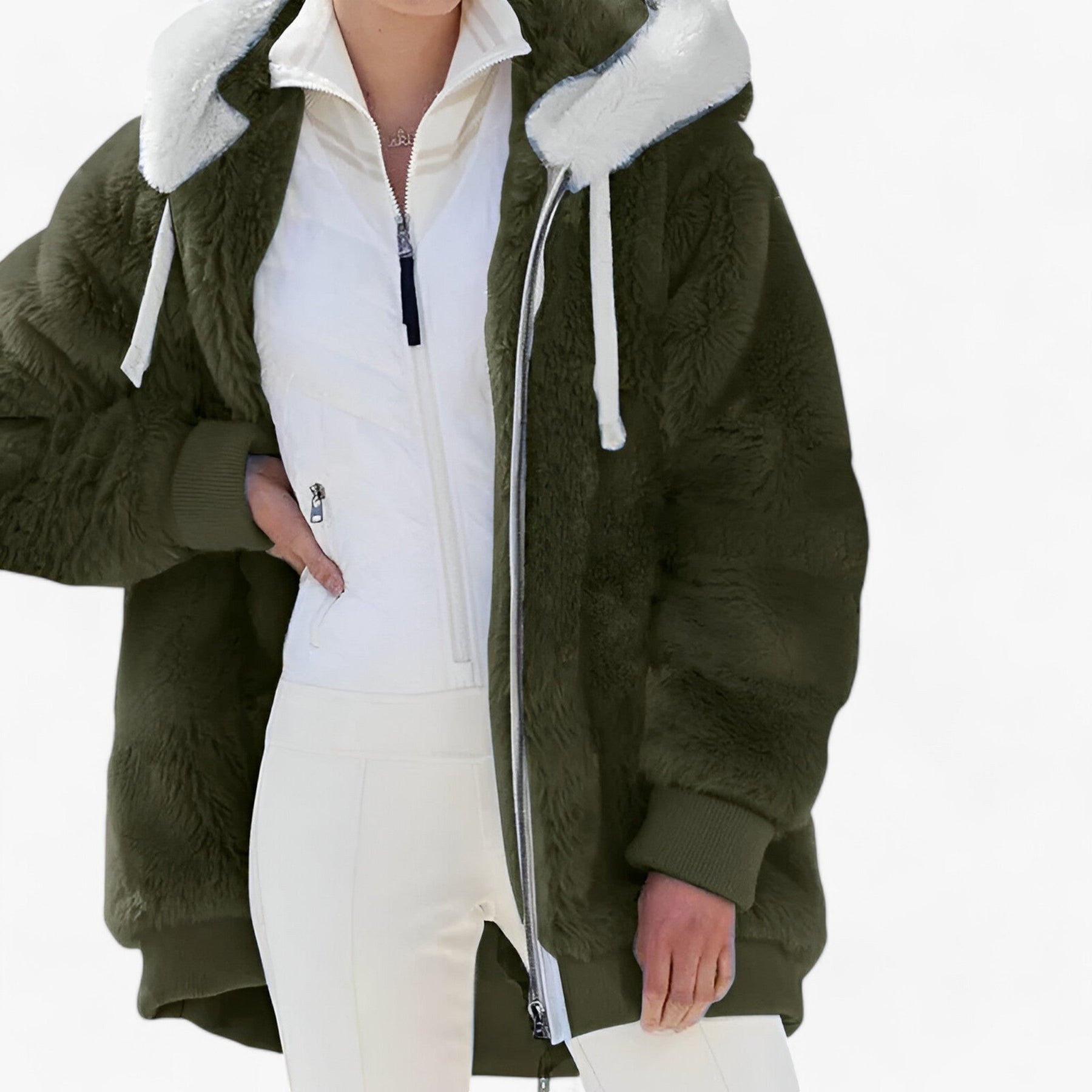 men's fashion : Miel | Fleece Hoodie - Comfortabele Warmte voor de Winter in Legergroen van Pantinoshop