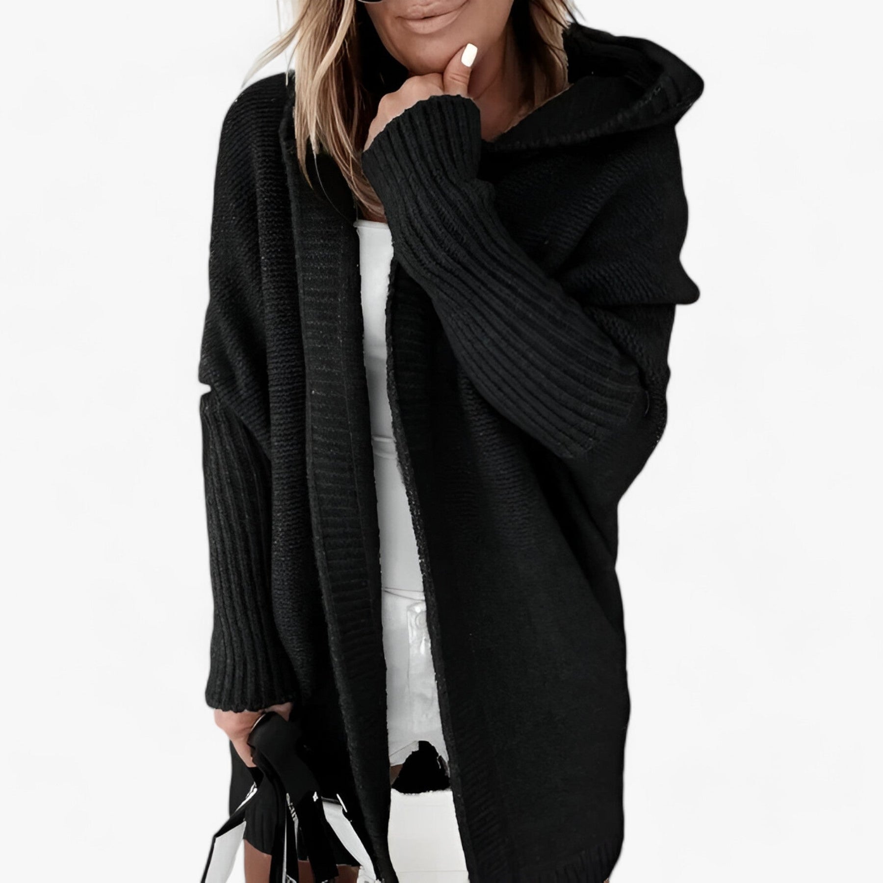 men's fashion : Imelia | Gebreide Hoodie Cardigan - Chic en Comfortabel voor de Herfst in Zwart van Pantinoshop