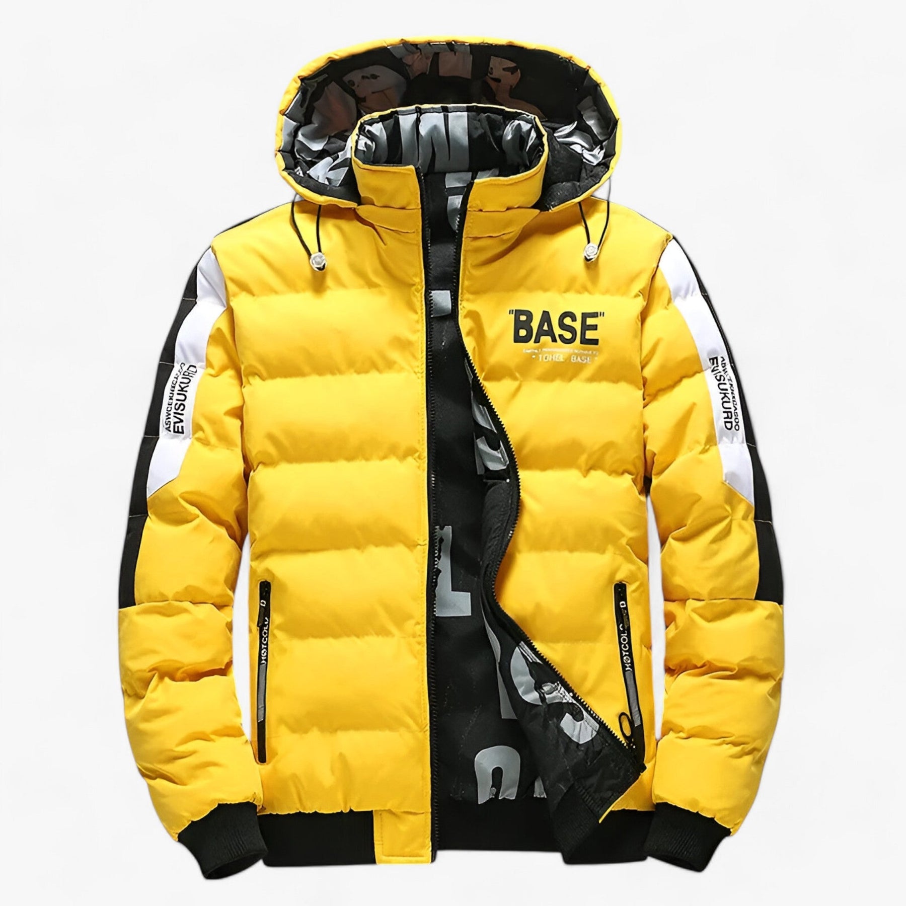 men's fashion : Nordi | Herenjacke Herfst-Winter - Warm, Comfortabel Omkeerbaar met Afneembare Kapuze in Geel van Pantino