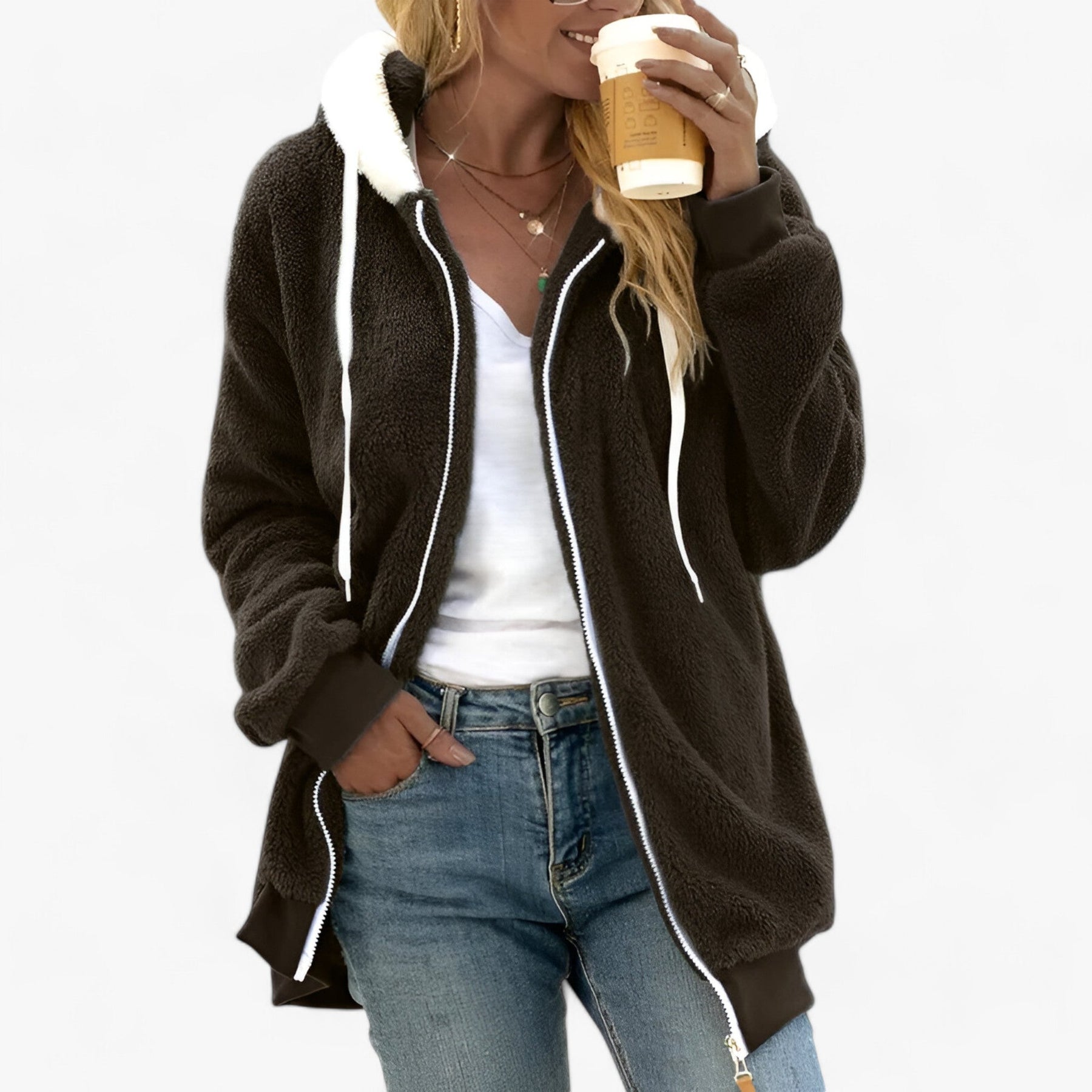 men's fashion : Miel | Fleece Hoodie - Comfortabele Warmte voor de Winter in Bruin van Pantinoshop