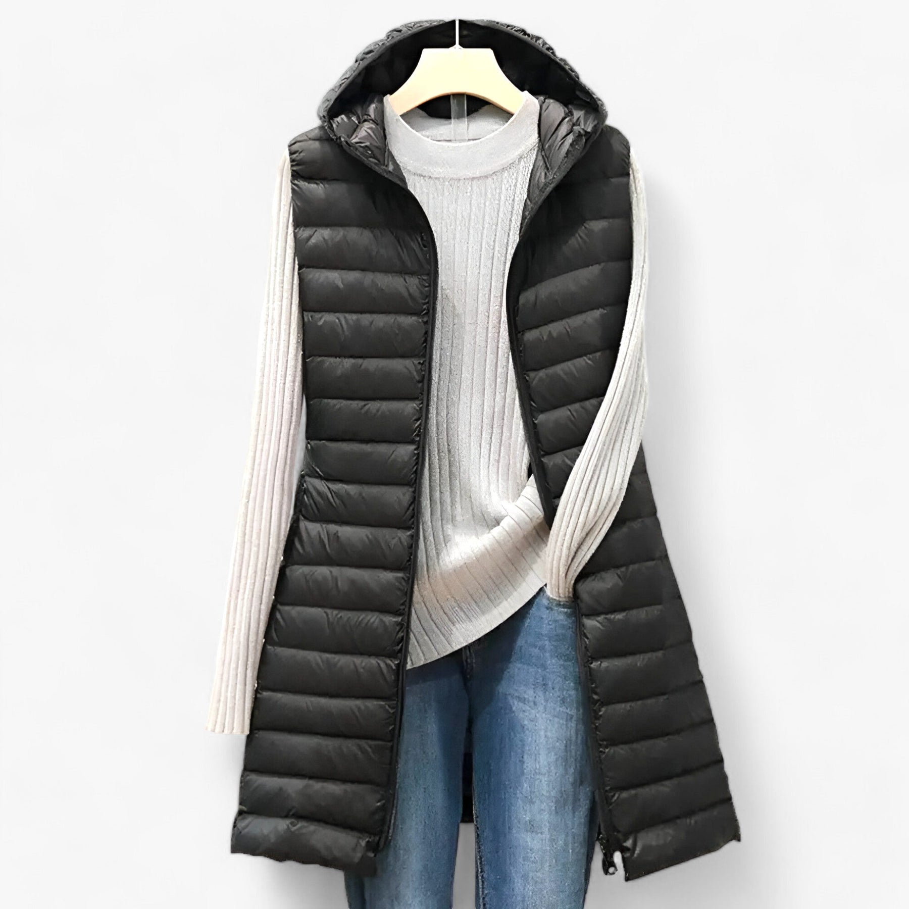 men's fashion : Celeste | Gilet Mantel voor Vrouwen - Gezellige Warme Middenlange Jas in Zwart van Pantino