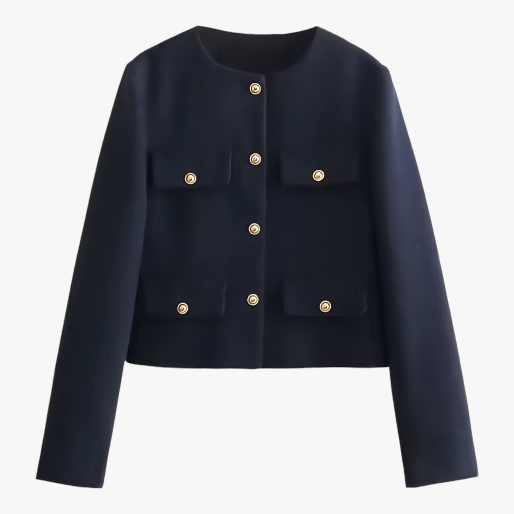 men's fashion : Isabelle | Crop-Jacke van Tweed - Elegante Franje-details voor de Herfst in Marine van Pantino