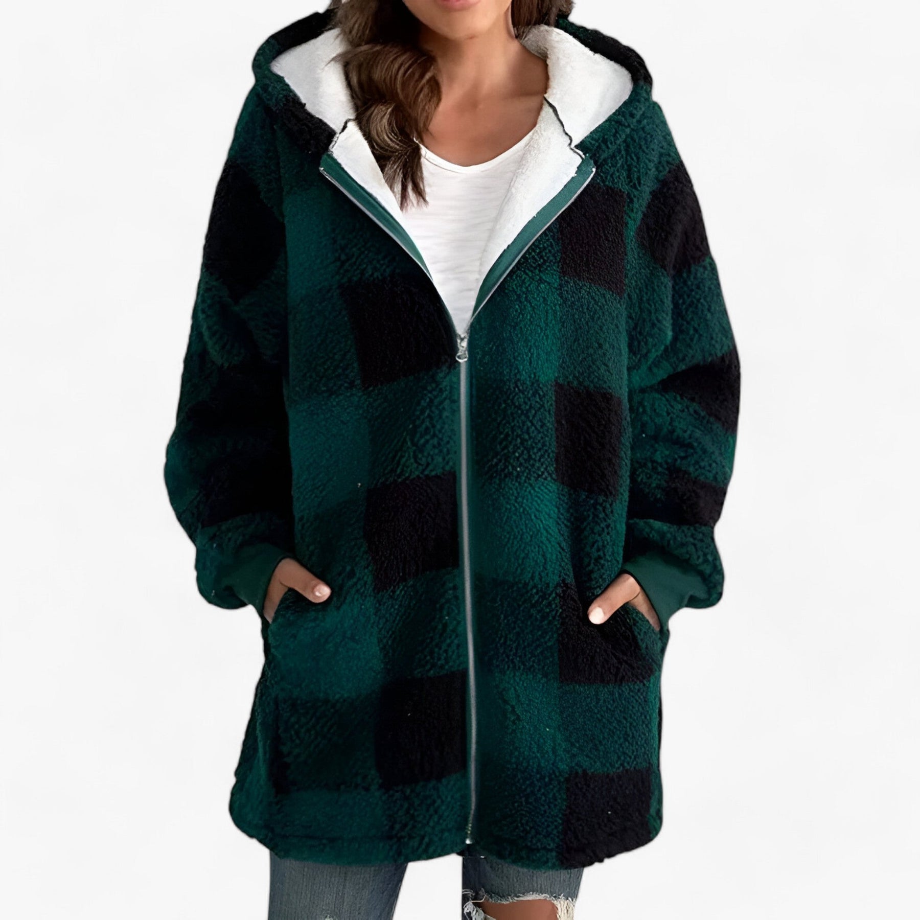 men's fashion : XIOMARA | Oversized Lange Jas met Capuchon voor Dames - Ultiem Comfort en Stijlvolle Warmte in Groen van Pantino