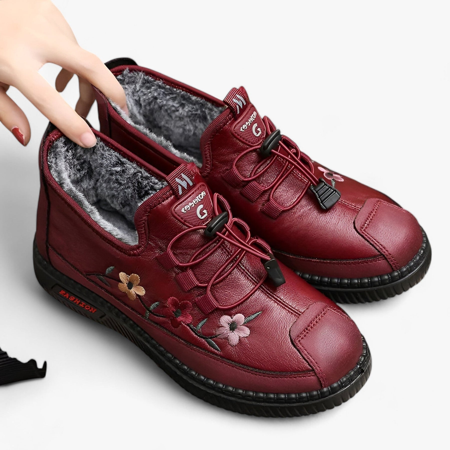 other : Grace | Leren Mocassins met Bont - Zachte Warmte voor het Comfort van Ouderen in van Pantinoshop