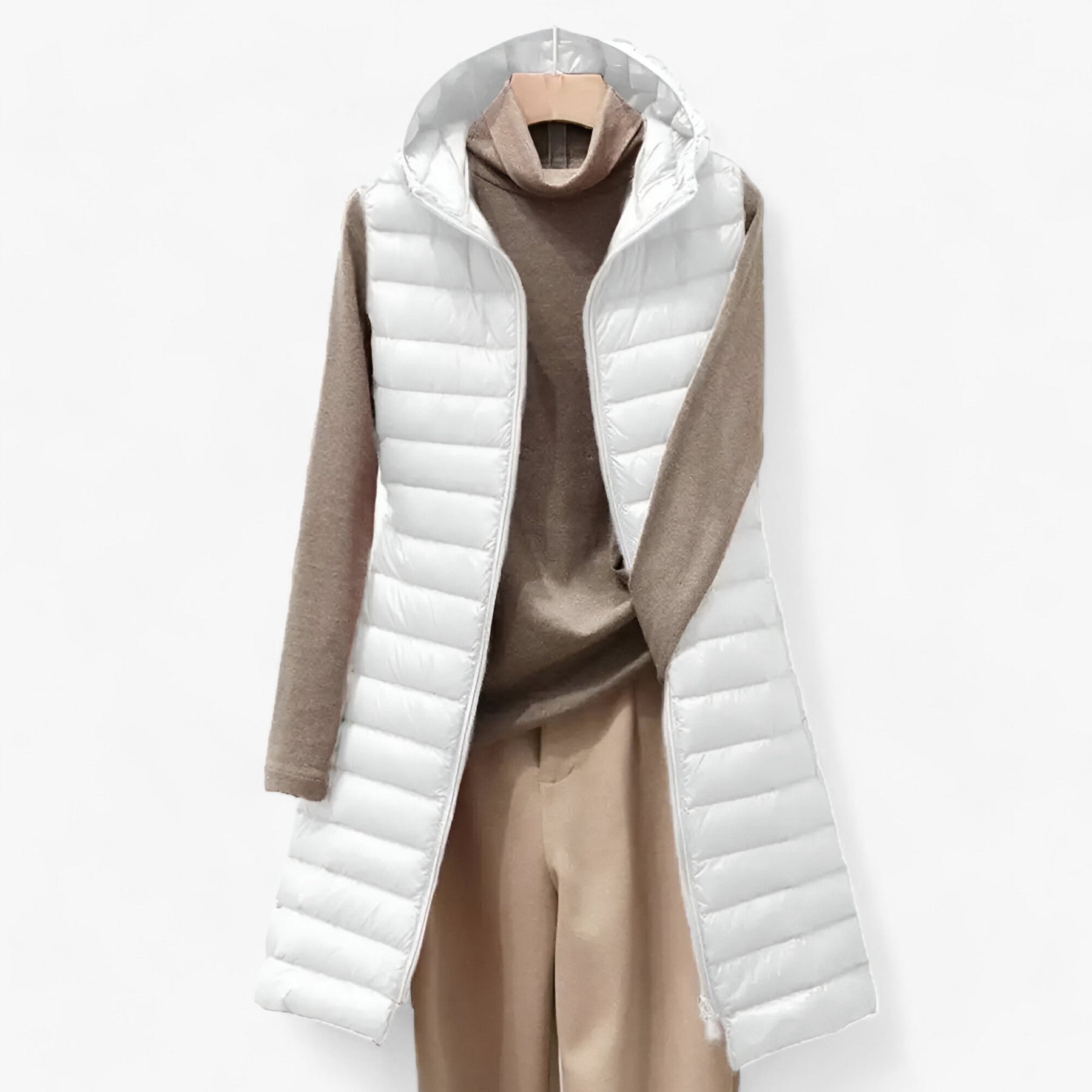 men's fashion : Celeste | Gilet Mantel voor Vrouwen - Gezellige Warme Middenlange Jas in Wit van Pantino