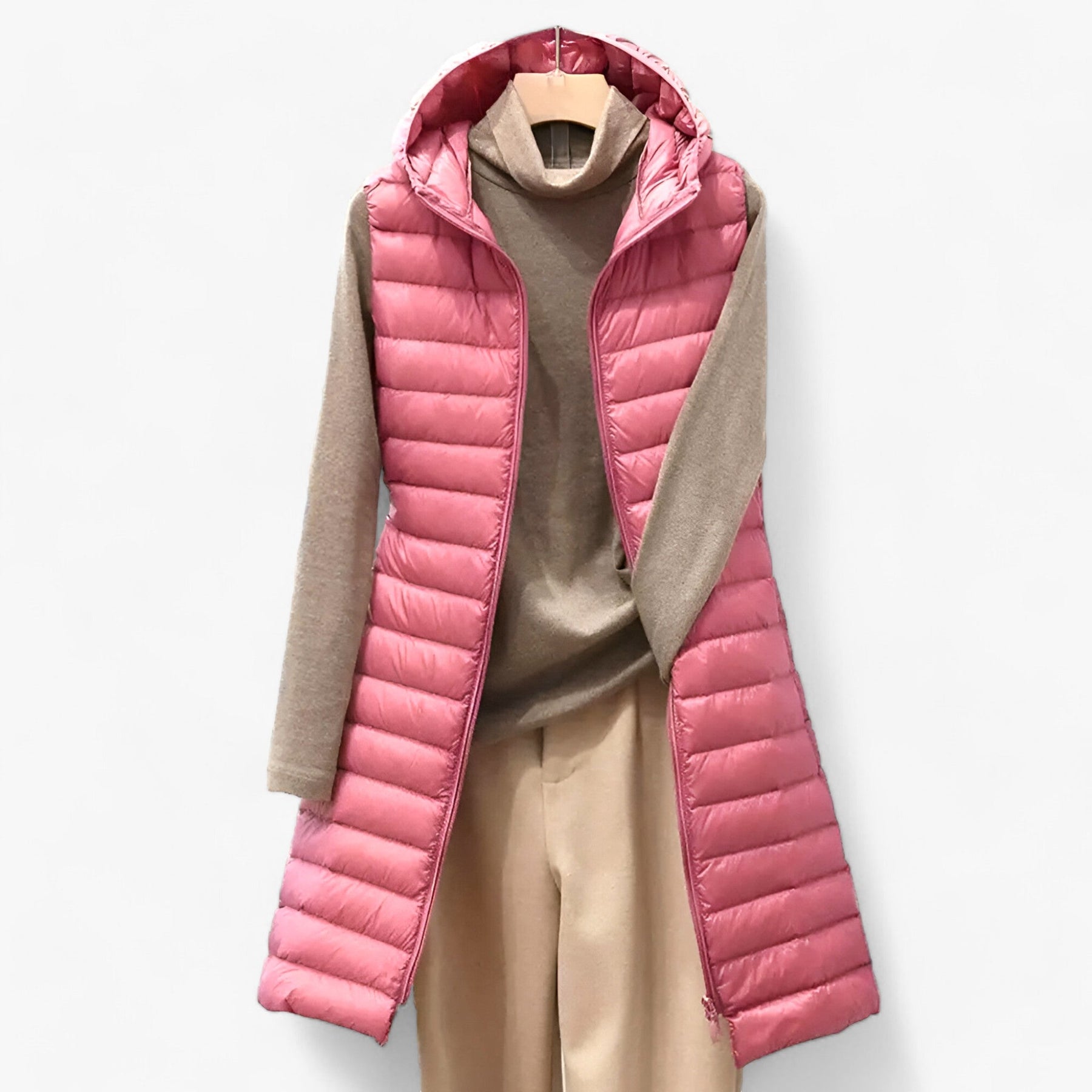 men's fashion : Celeste | Gilet Mantel voor Vrouwen - Gezellige Warme Middenlange Jas in Roos van Pantino