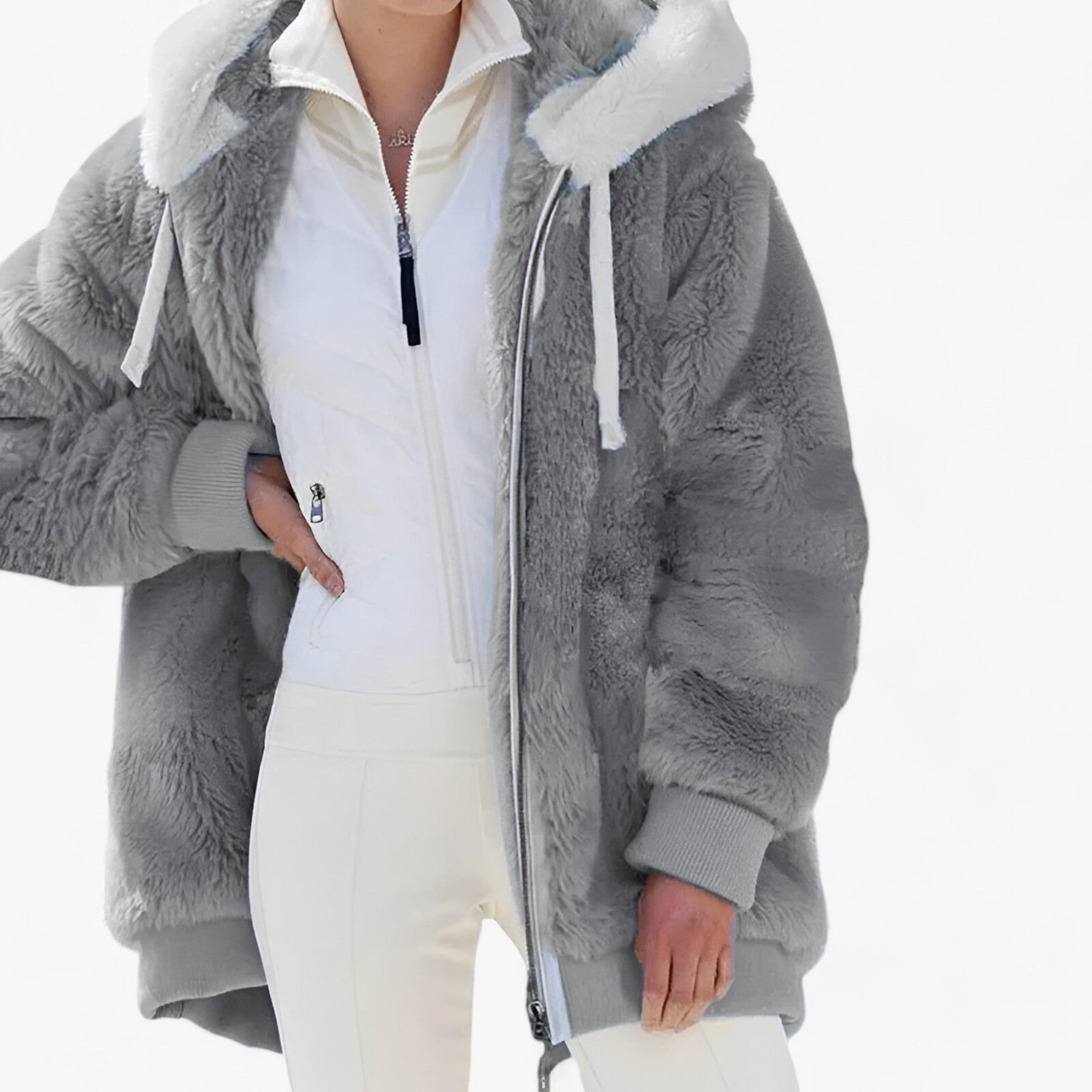 men's fashion : Miel | Fleece Hoodie - Comfortabele Warmte voor de Winter in Grijs van Pantinoshop