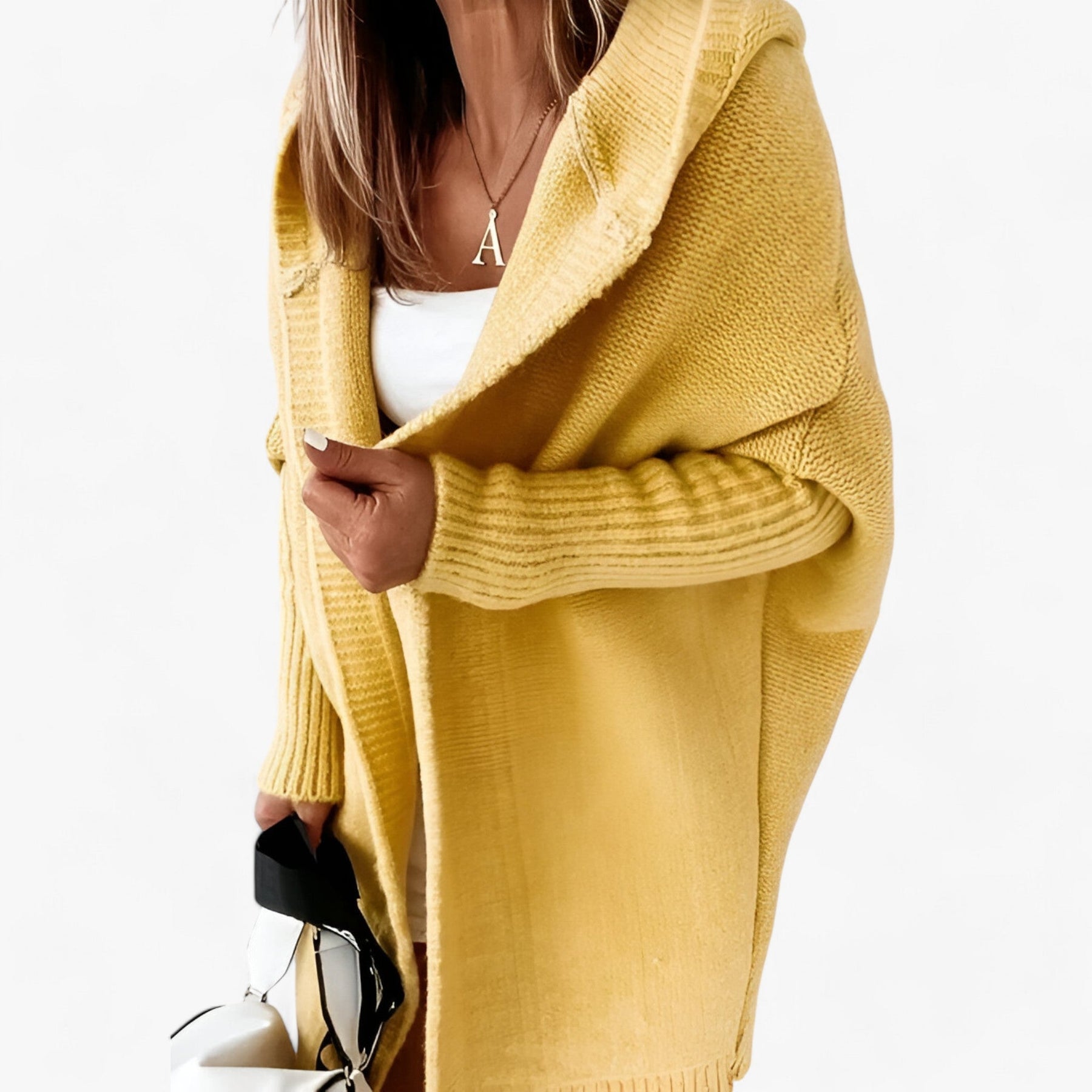 men's fashion : Imelia | Gebreide Hoodie Cardigan - Chic en Comfortabel voor de Herfst in Geel van Pantinoshop