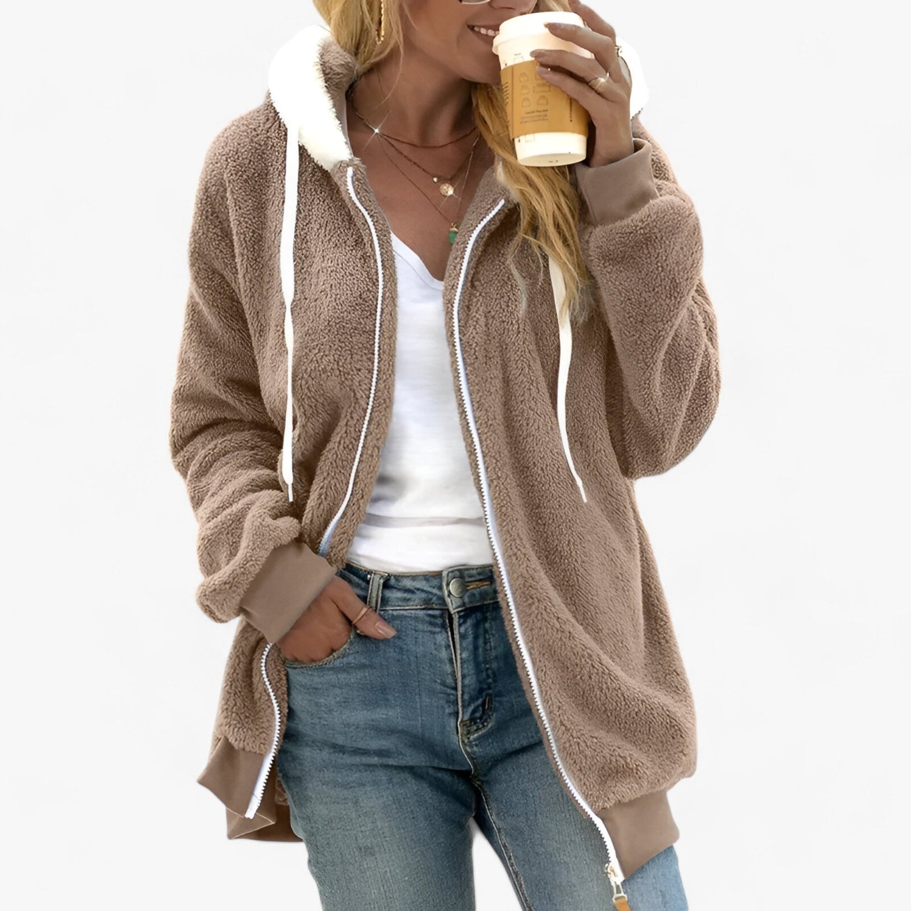 men's fashion : Miel | Fleece Hoodie - Comfortabele Warmte voor de Winter in Kaki van Pantinoshop