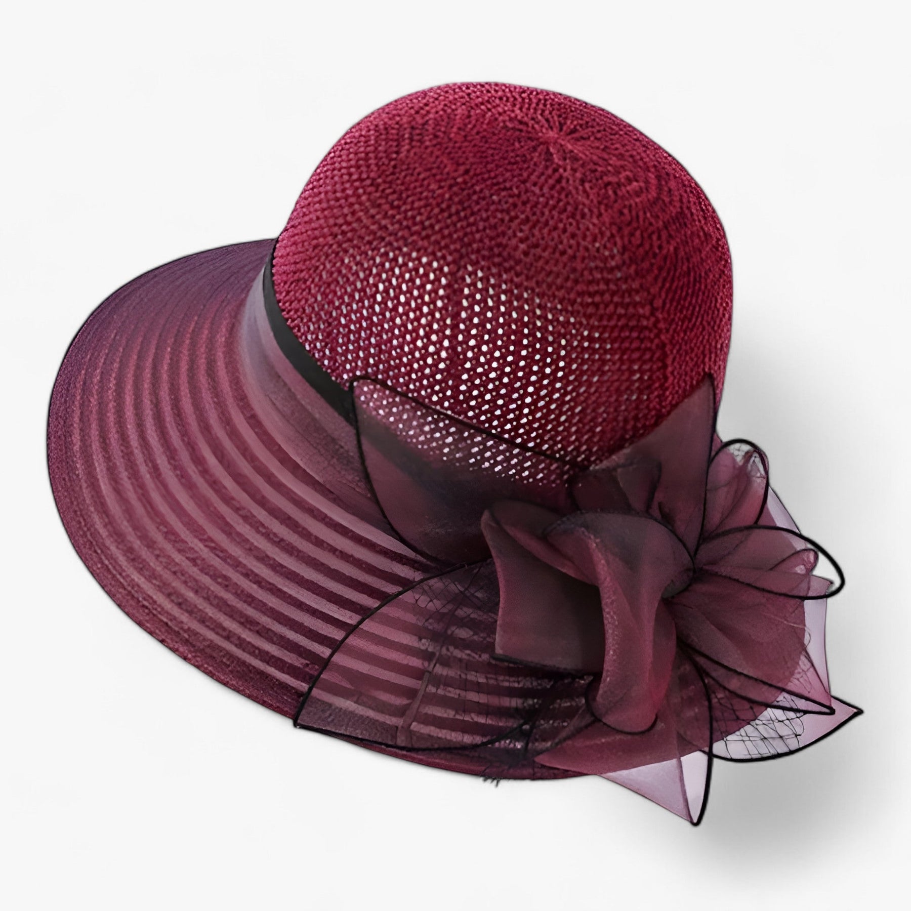 accessories : LUNA | Stijlvolle dameshoed - Brede rand voor bescherming tegen de zon in Wijn rood van Pantinoshop