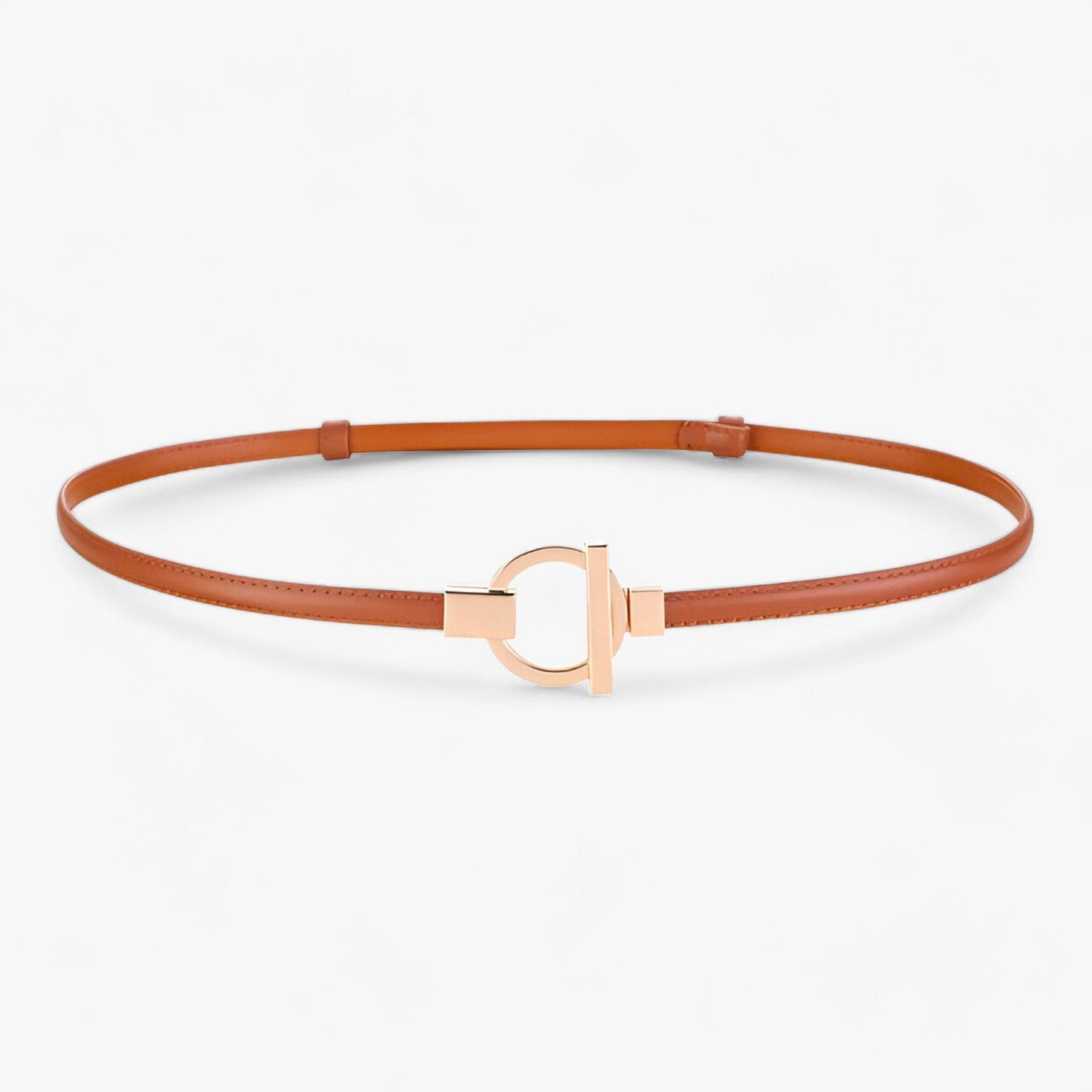 accessories : ISABELLA | Elegante Riem - Veilige Pasvorm met Gouden Gesp in Koffie 97cm van Pantinoshop
