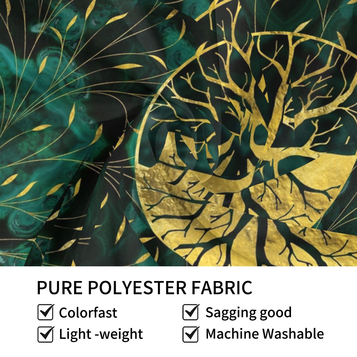 home & garden : Gouden Levensboom Malachiet-Design Wandkleed in van Pantino