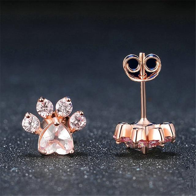 accessories : Rozekwarts Kattenpoot Oorbellen - Set van 1 paar in van Pantino