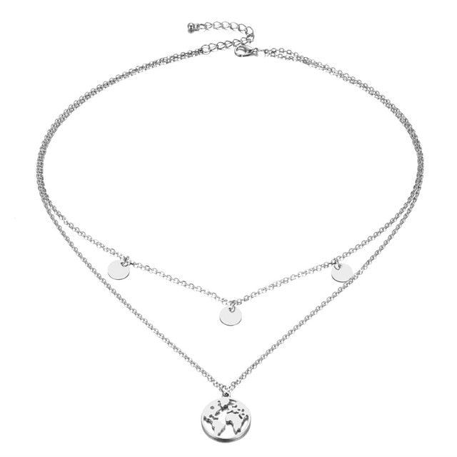 accessories : Wereldbol Ketting DELUXE in Zilverkleurig van Pantino