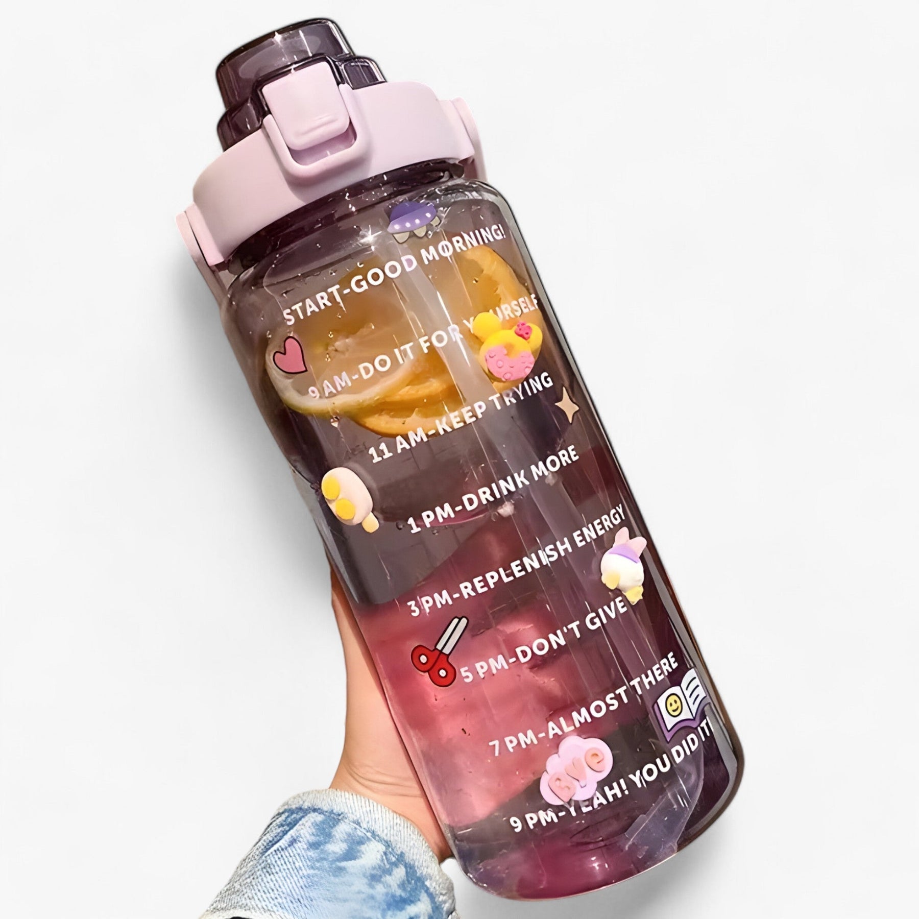 other : HydroMax | Grote waterfles - Grote capaciteit voor hydratatie de hele dag door in 2L 3D Sticker Violet van Pantinoshop