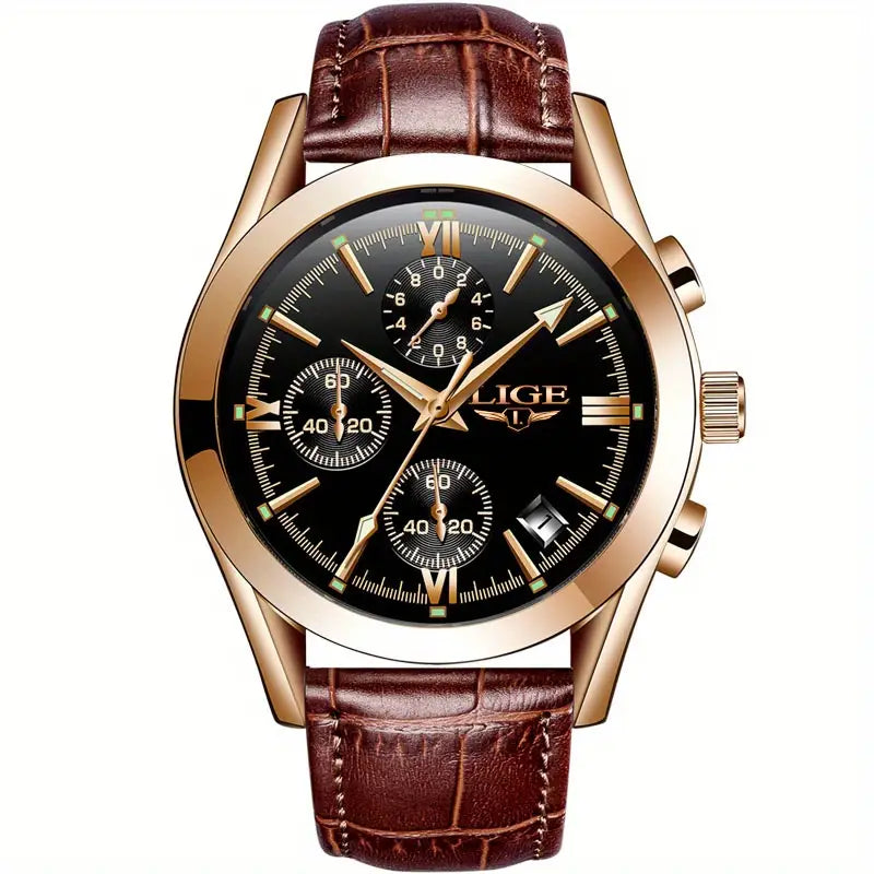 watches : QuartzWatch™ - Luxueus militair horloge in Roos Goud Zwart van Pantino