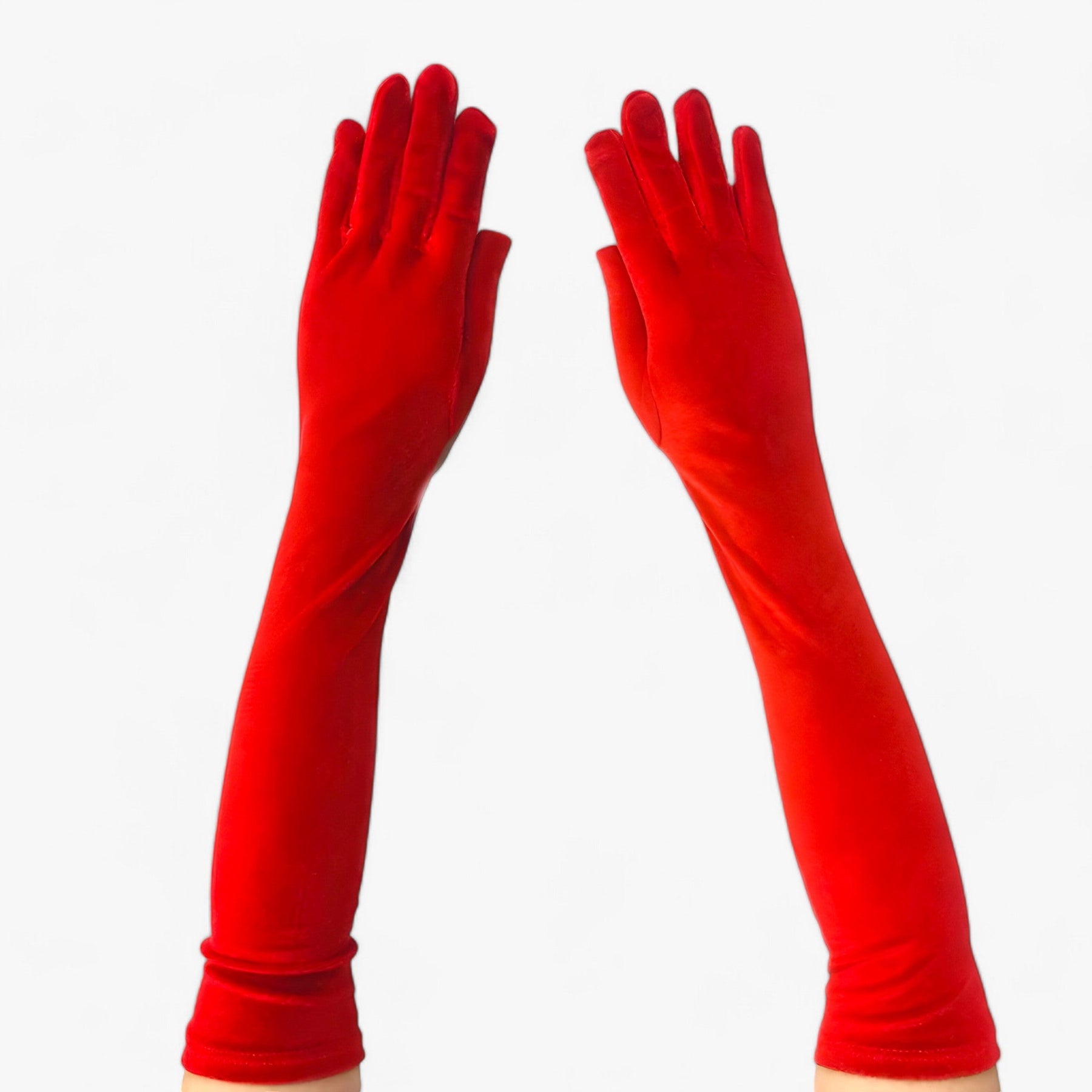 accessories : Lily | Dames Velours Handschoenen - Elegante Retro-Stijl en Warmte in Rood 44cm Eén maat van Pantino
