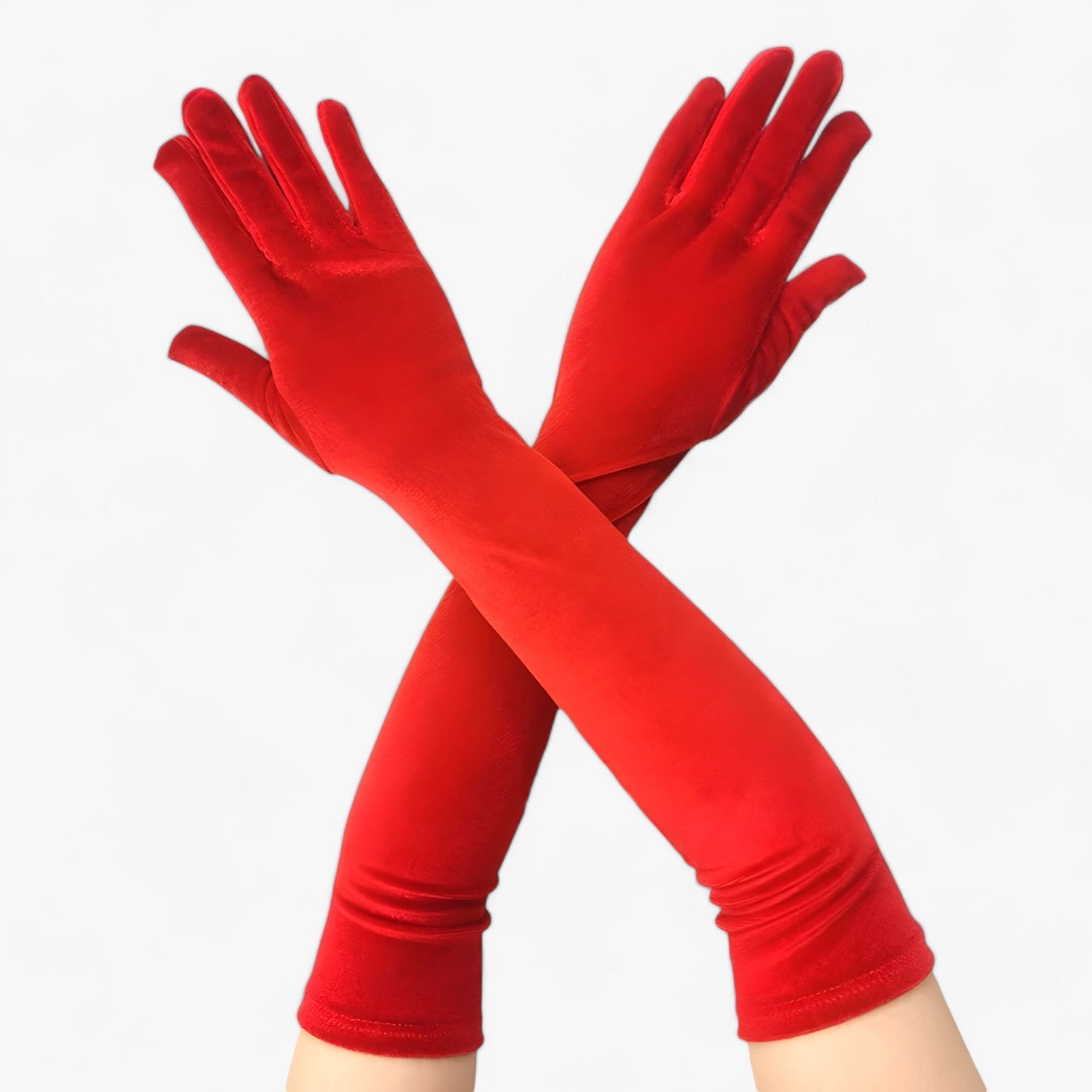 accessories : Lily | Dames Velours Handschoenen - Elegante Retro-Stijl en Warmte in Rood 53cm Eén maat van Pantino
