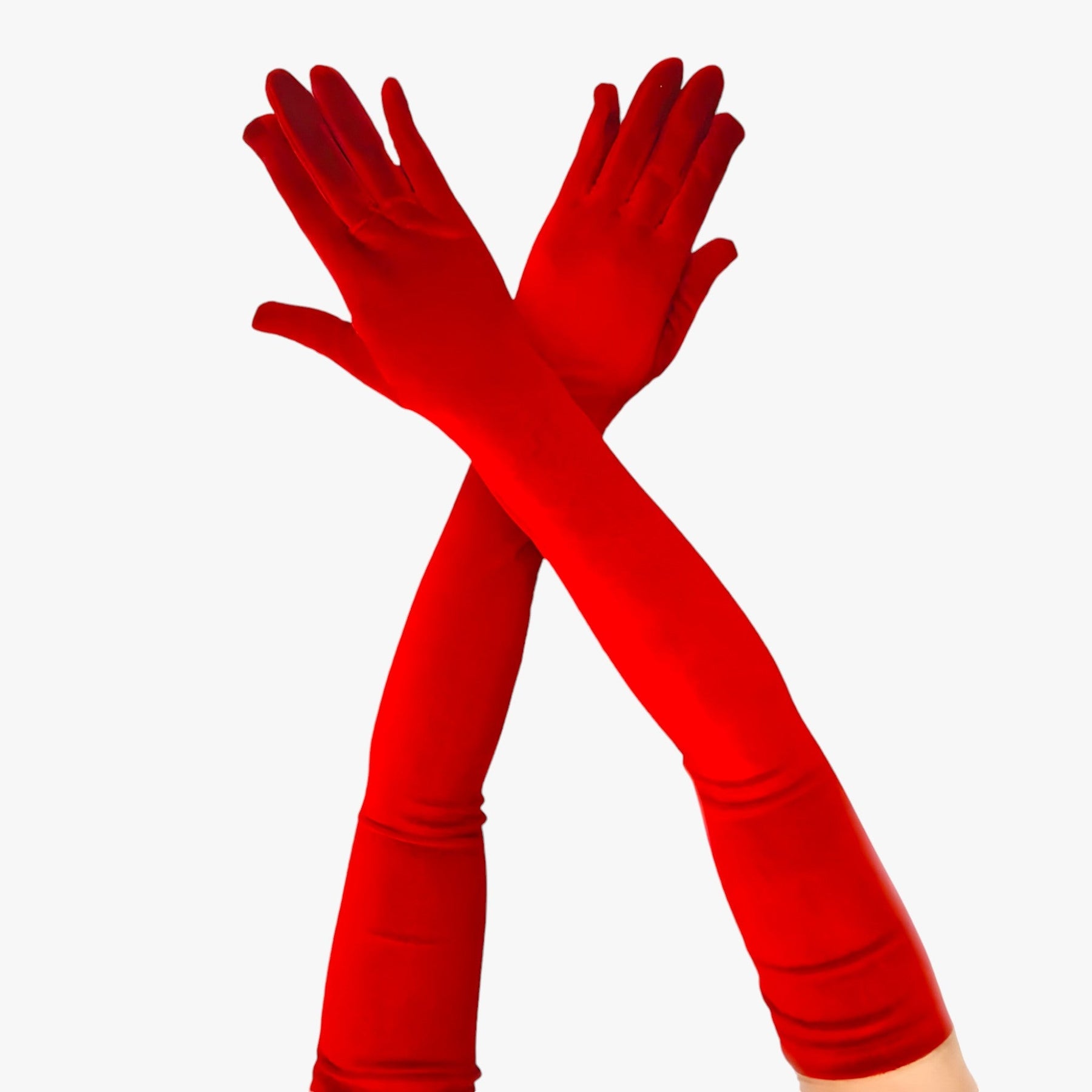 accessories : Lily | Dames Velours Handschoenen - Elegante Retro-Stijl en Warmte in Rood 65cm Eén maat van Pantino