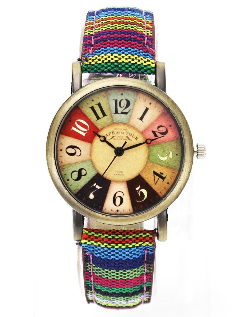 watches : Retro Horloge met Gekleurde Canvas Band in van Pantino