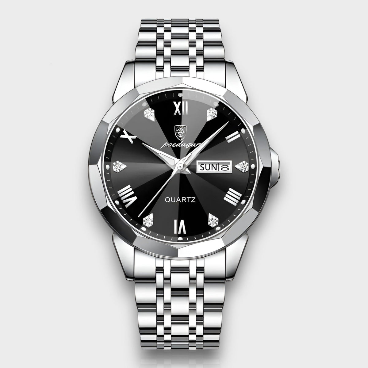 watches : Rhombus™ - Luxe herenhorloge in Zilver Zwart van Pantino