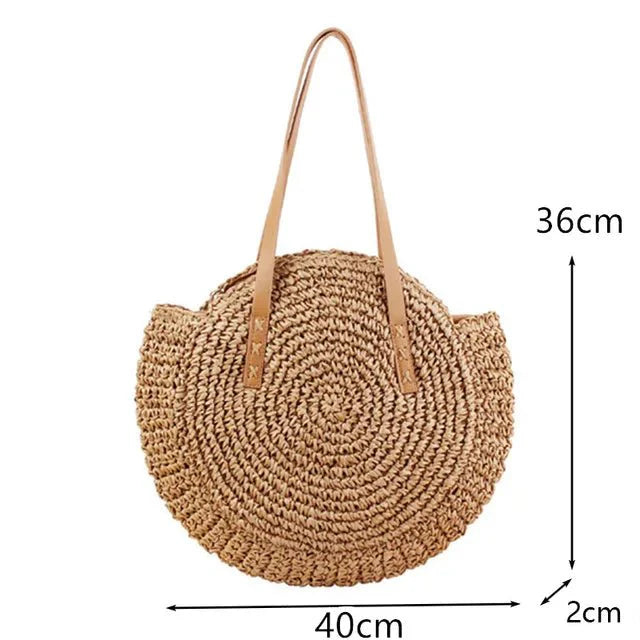 bags : Ronde Handgemaakte Geweven Schoudertas in Bruin-M van Pantino