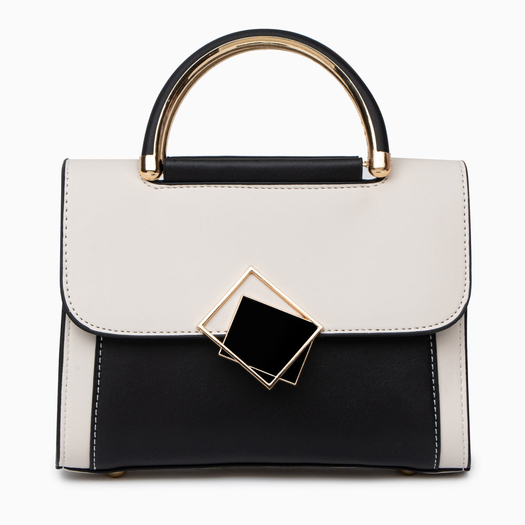 bags : Rina - schoudertas met kleurblokken en geometrische gesp in van Pantino