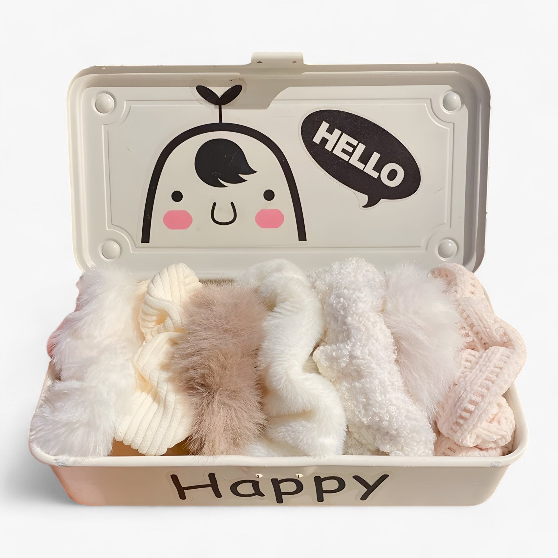 accessories : Elise | Fluwelen Effen Haar Scrunchie in Witte-set van Pantinoshop