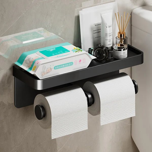 home & garden : Luxe Hold - Multifunctionele Toiletrolhouder in Duplex Zwart van Pantino