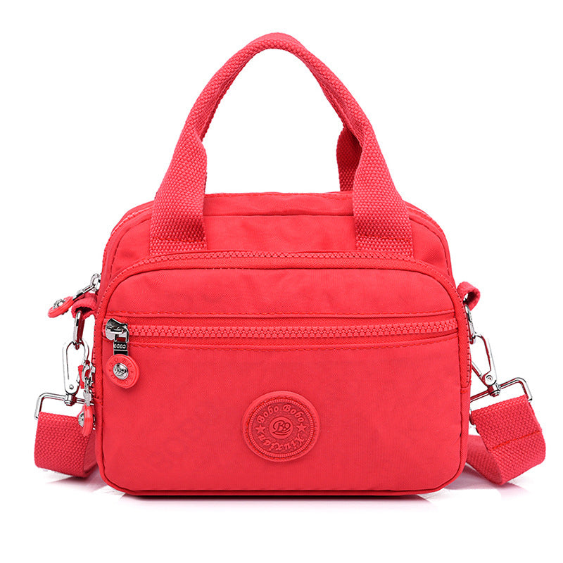 bags : DOUTZEN™ | Effen Kleur Casual Nylon Schoudertas Met Rits in Roze-Rood van Pantino