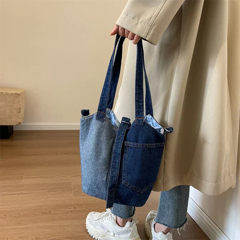bags : Bianca - Casual denim schoudertas met patchwork-design in van Pantino