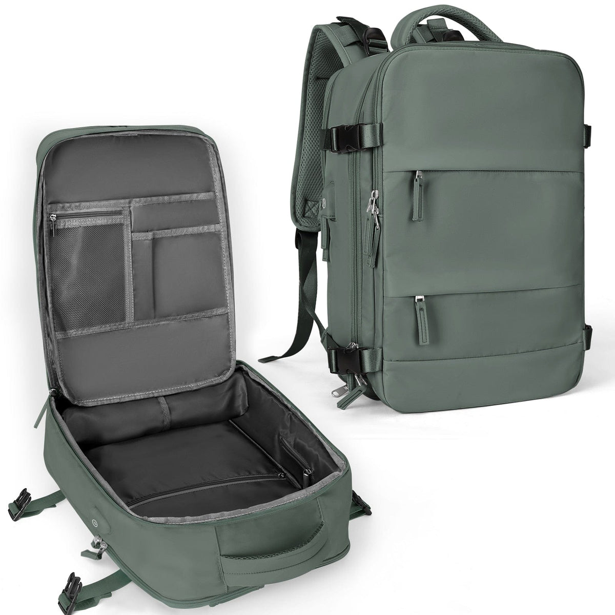 bags : TravelBag - Laptop rugzak Flight Approved in Legergroen van Pantino