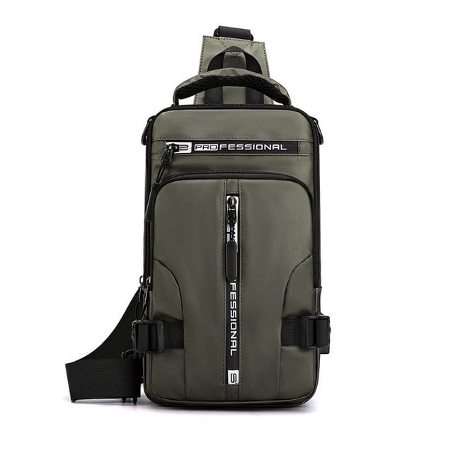 bags : Tristan- Compacte rugtas in Army Green 18cmx10cmx30cm van Pantino