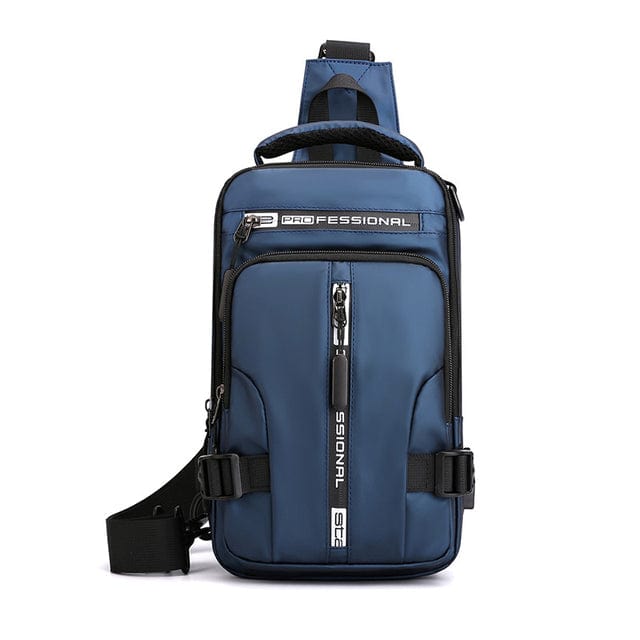 bags : Tristan- Compacte rugtas in Blue 18cmx10cmx30cm van Pantino