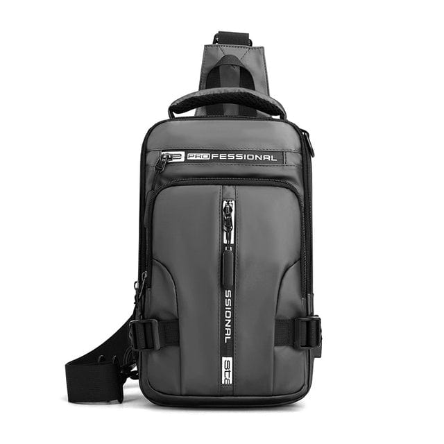 bags : Tristan- Compacte rugtas in Gray 18cmx10cmx30cm van Pantino