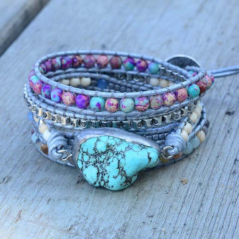 accessories : Helende Turquoise Beschermings Wikkel Armband in van Pantino