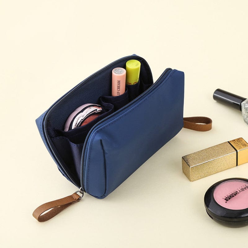 bags : Vanity | Elegante Cosmetisch tasje met dubbele rits in Blauw van Pantino
