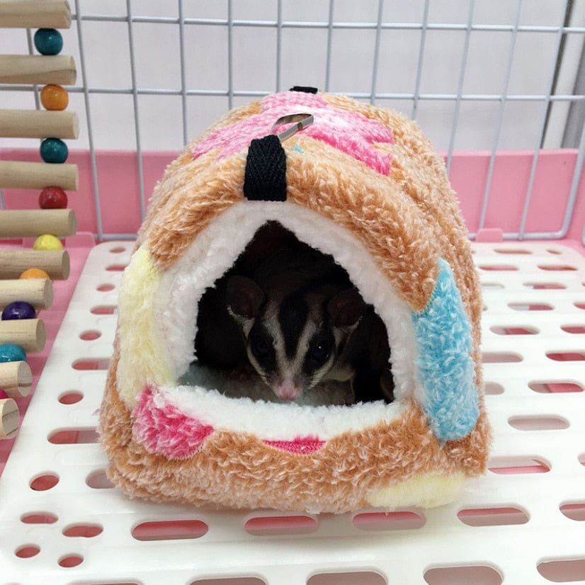 pets : Harry hamster huis | Extra zacht hamster huis & hangmat in Bruin met sterren van Pantino