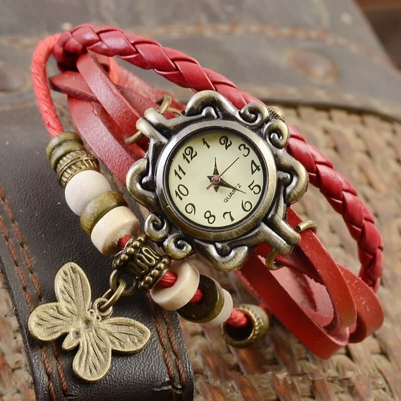 watches : Vintage Armband Horloge in Rood van Pantino