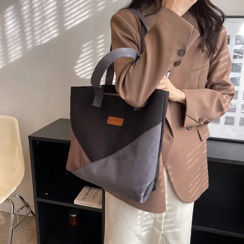 bags : Vintage Draagtas Met Kleurblokken in Zwart van Pantino