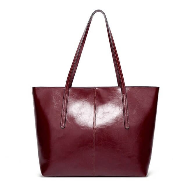 bags : Vintage Oil Wax Leather Tote Bag in Bourgondië 45x12.5x30 CM van Pantino