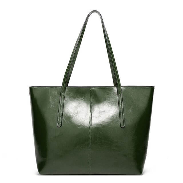 bags : Vintage Oil Wax Leather Tote Bag in Groen 45x12.5x30 CM van Pantino