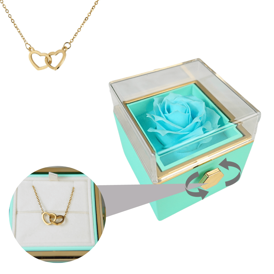 accessories : Viola | Elegante Eeuwige roos met ketting in Turqoise Goud van Pantino