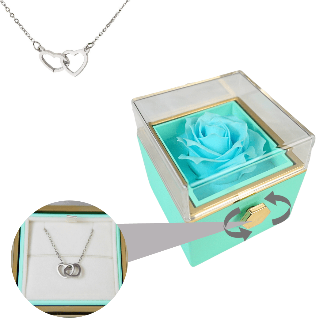 accessories : Viola | Elegante Eeuwige roos met ketting in Turqoise Zilver van Pantino